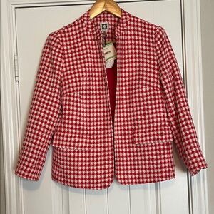 Anne Klein Red and White Patterned Jacket